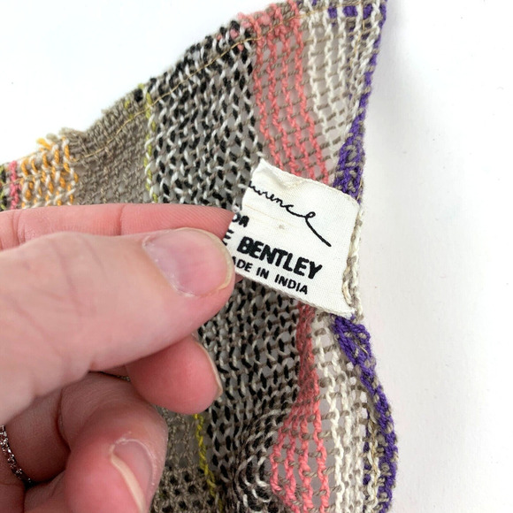 Vintage Jeffrey Lawrence Bentley Open Weave Boho Stripe Neck Scarf 7" x 76" - Picture 6 of 7